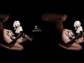 FFM Spit Roast Glowing Strap On - Feat LIV MORGAN and ALEXA BLISS - VR PORN CGI 3D RENDER - Blowjob Threesome Ass